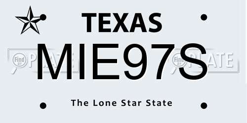 MIE97S Texas License Plate