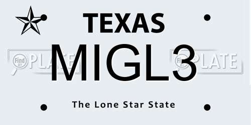 MIGL3 Texas License Plate