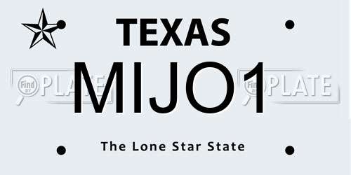MIJO1 Texas License Plate