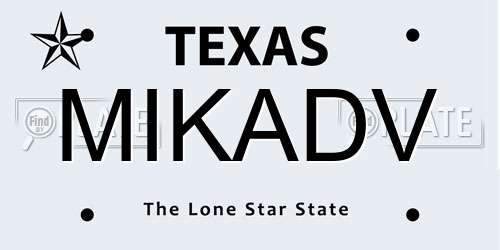 MIKADV Texas License Plate