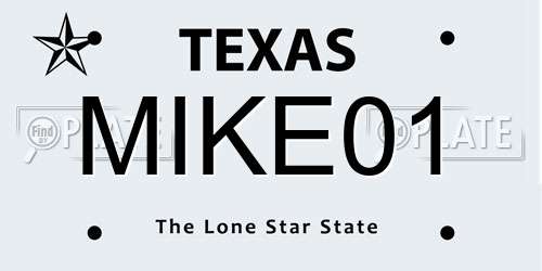 MIKE01 Texas License Plate