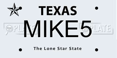 MIKE5 Texas License Plate