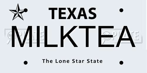 MILKTEA Texas License Plate