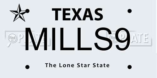 MILLS9 Texas License Plate