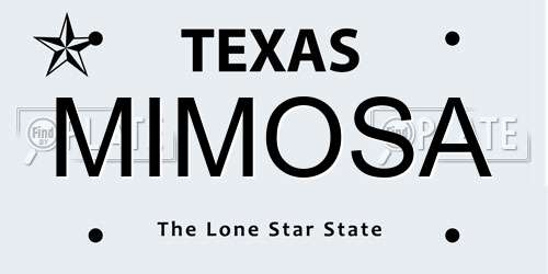 MIMOSA Texas License Plate