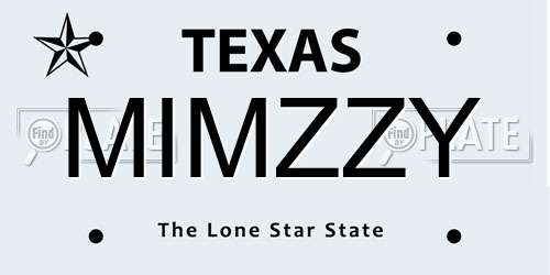 MIMZZY Texas License Plate