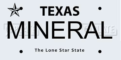 MINERAL Texas License Plate