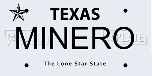 MINERO Texas License Plate