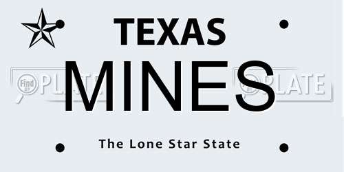 MINES Texas License Plate