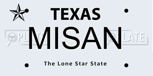 MISAN Texas License Plate