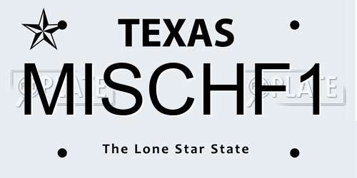 MISCHF1 Texas License Plate