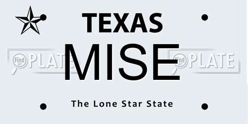 MISE Texas License Plate