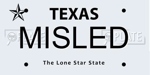 MISLED Texas License Plate