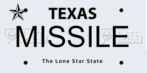 MISSILE Texas License Plate