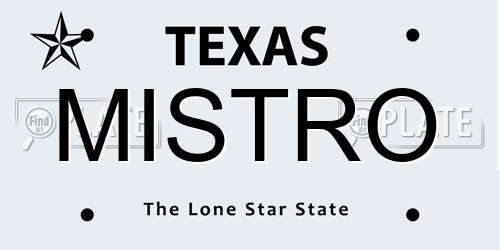 MISTRO Texas License Plate