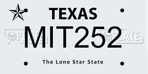 MIT252 Texas License Plate