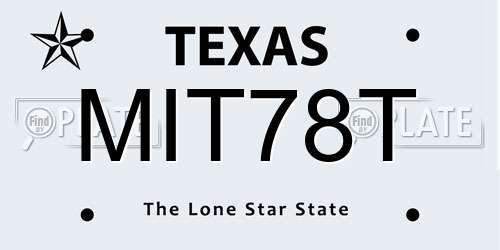 MIT78T Texas License Plate