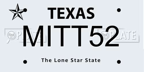 MITT52 Texas License Plate