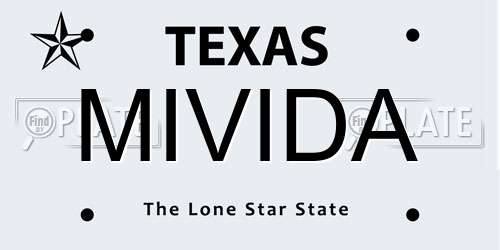 MIVIDA Texas License Plate