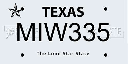 MIW335 Texas License Plate