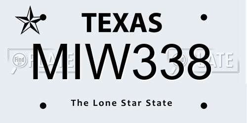 MIW338 Texas License Plate