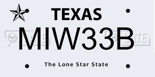 MIW33B Texas License Plate