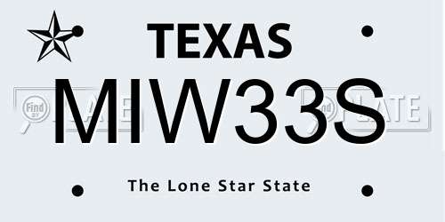MIW33S Texas License Plate