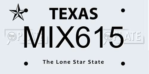 MIX615 Texas License Plate