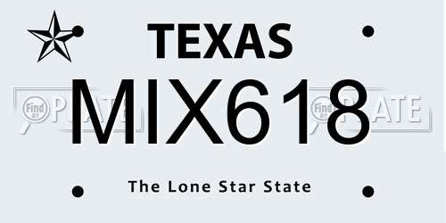 MIX618 Texas License Plate