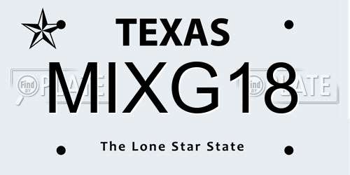 MIXG18 Texas License Plate