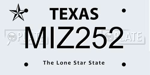 MIZ252 Texas License Plate