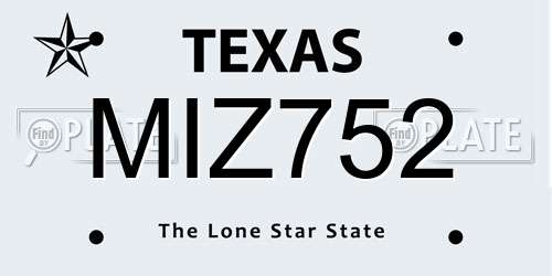 MIZ752 Texas License Plate