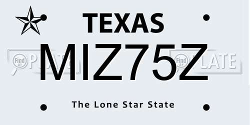 MIZ75Z Texas License Plate