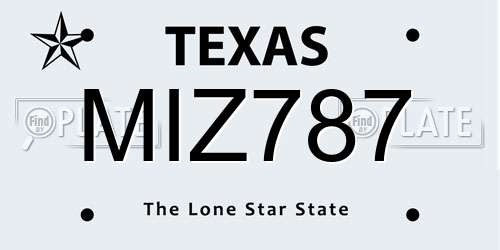 MIZ787 Texas License Plate