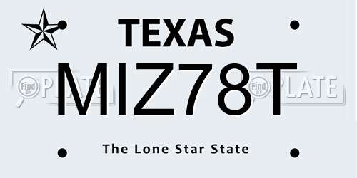 MIZ78T Texas License Plate