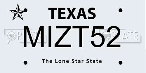MIZT52 Texas License Plate