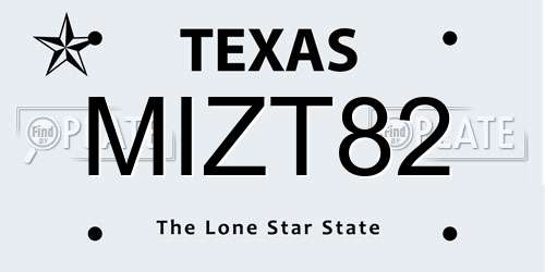 MIZT82 Texas License Plate