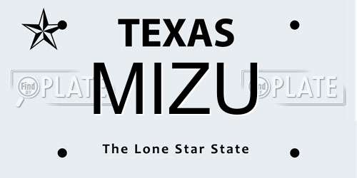 MIZU Texas License Plate