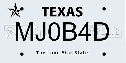 MJ0B4D Texas License Plate