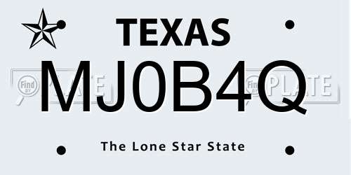 MJ0B4Q Texas License Plate