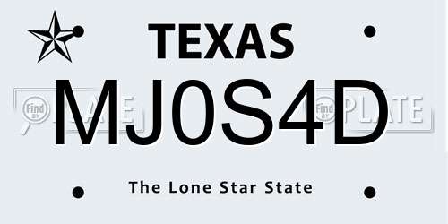 MJ0S4D Texas License Plate