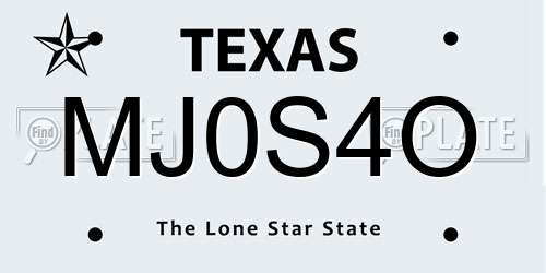 MJ0S4O Texas License Plate