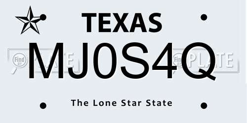 MJ0S4Q Texas License Plate