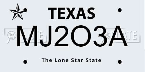 MJ2O3A Texas License Plate