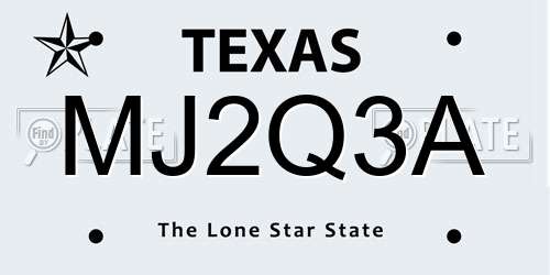 MJ2Q3A Texas License Plate