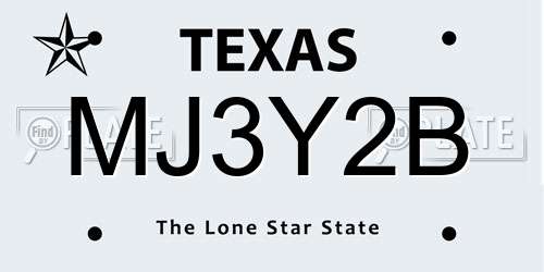 MJ3Y2B Texas License Plate
