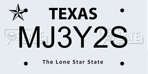 MJ3Y2S Texas License Plate