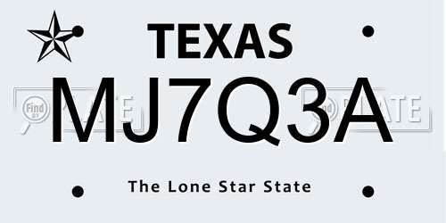MJ7Q3A Texas License Plate