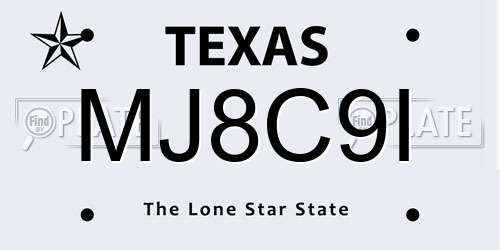 MJ8C9I Texas License Plate
