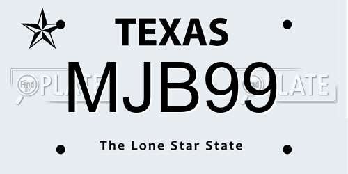 MJB99 Texas License Plate